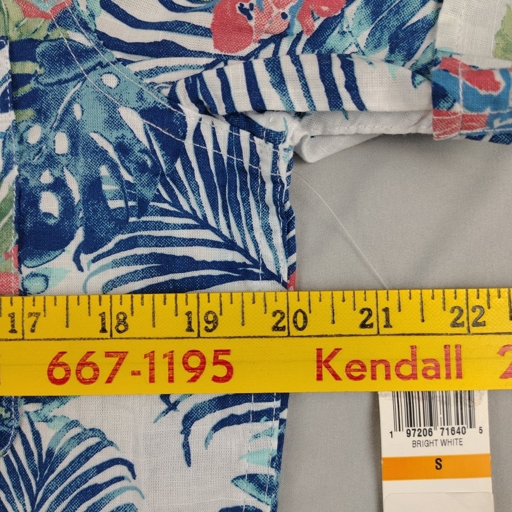 IZOD Saltwater Short Sleeve Button Down Shirt Mens S Blue Tropical Floral NWT - Picture 12 of 16